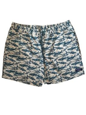 L.L.Bean Vacationland NEW Stretch Swim Trunks Lightest Mint Fish XL